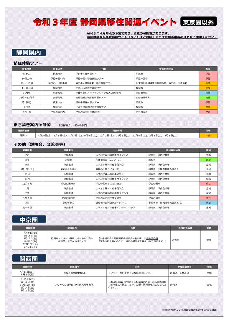 21年4月 22年 3月の移住関連イベントを公開 静岡県公式移住 定住情報サイト ゆとりすと静岡